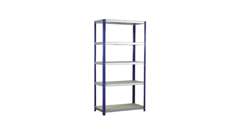 Lagerregale, 5 Regale, 265 kg, verzinkter Stahl, 1.8m, Blau/silber